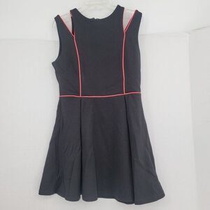 Women's Black Pink Kardashian kollection Pleat Cutout Fit flare 50's Large Dress